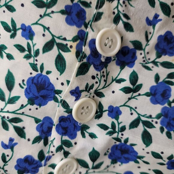 Bonjour bralette cropped buton front floral blue and white tank top size Medium - Picture 5 of 5